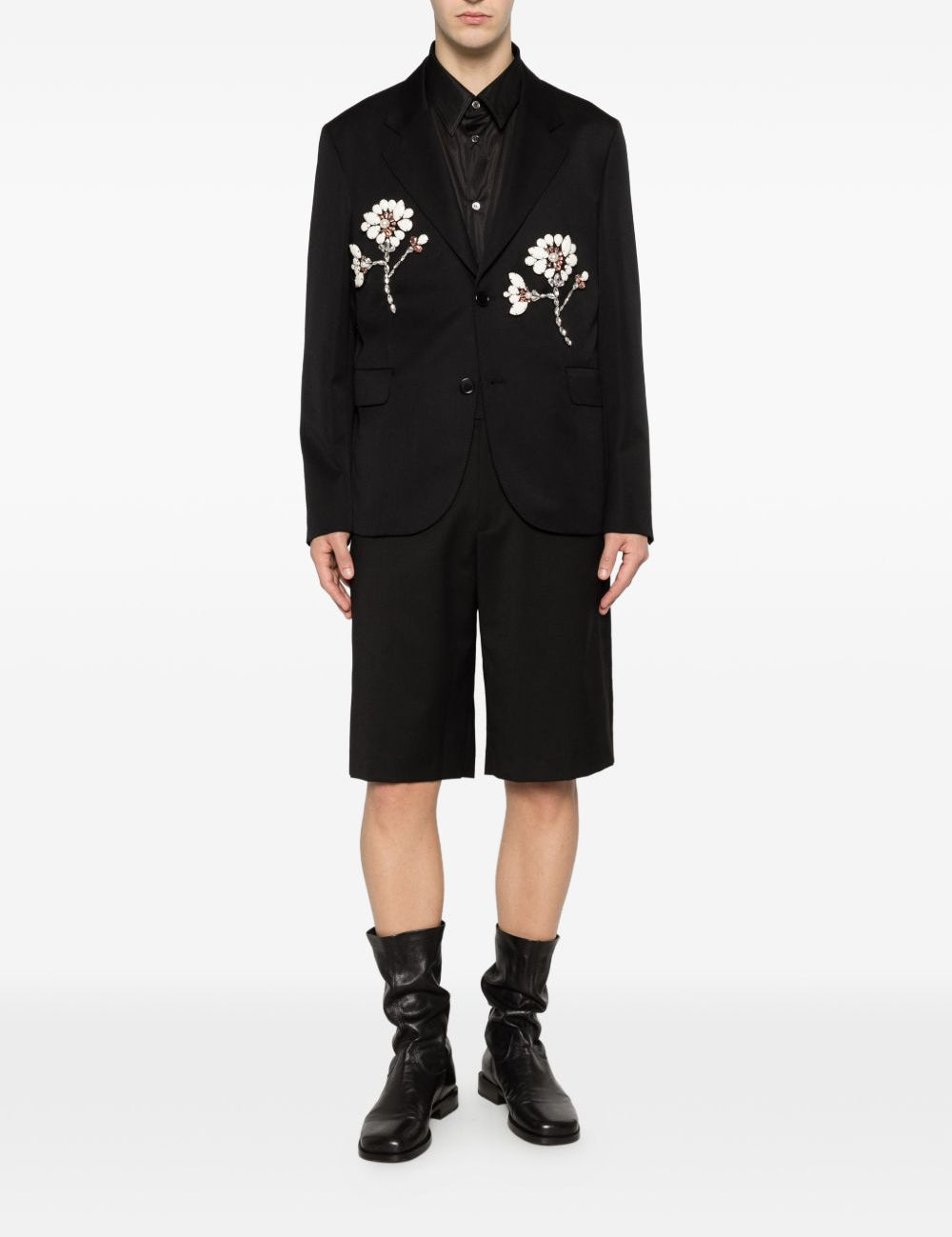 Giacca monopetto con applicazioni floreale in nero Simone rocha - donna 