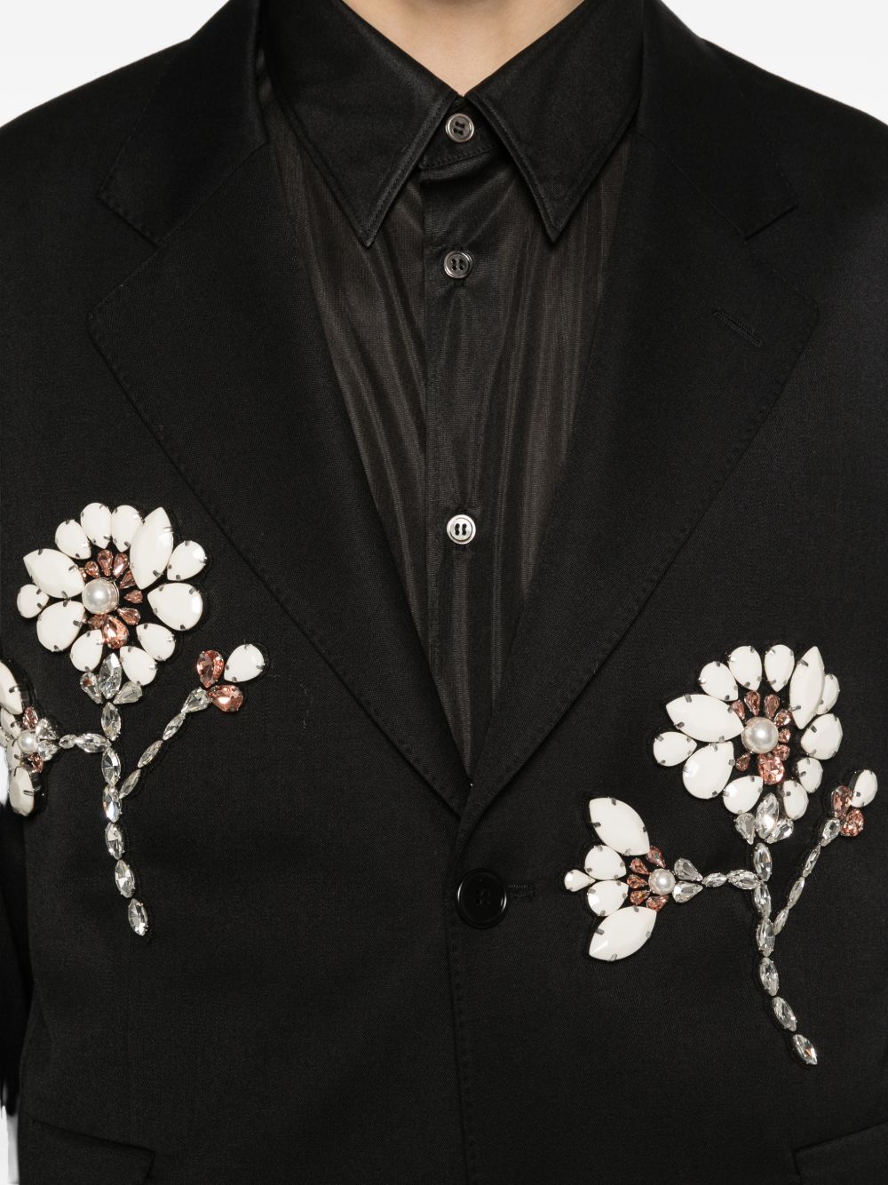 Giacca monopetto con applicazioni floreale in nero Simone rocha - donna 