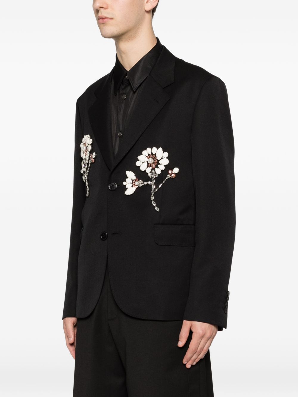 Giacca monopetto con applicazioni floreale in nero Simone rocha - donna 