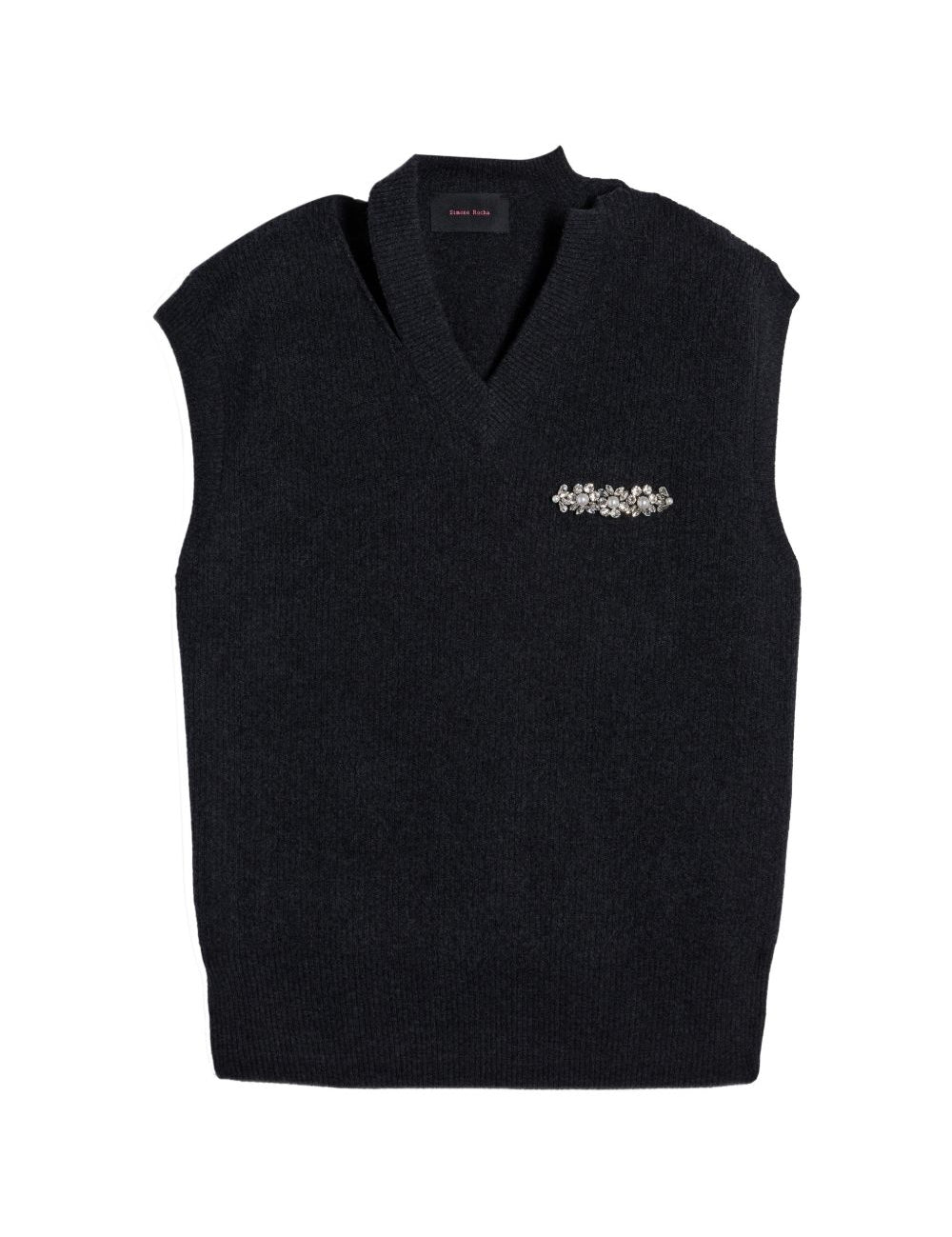 Gilet con scollo a v e cristalli in nero Simone rocha - uomo 