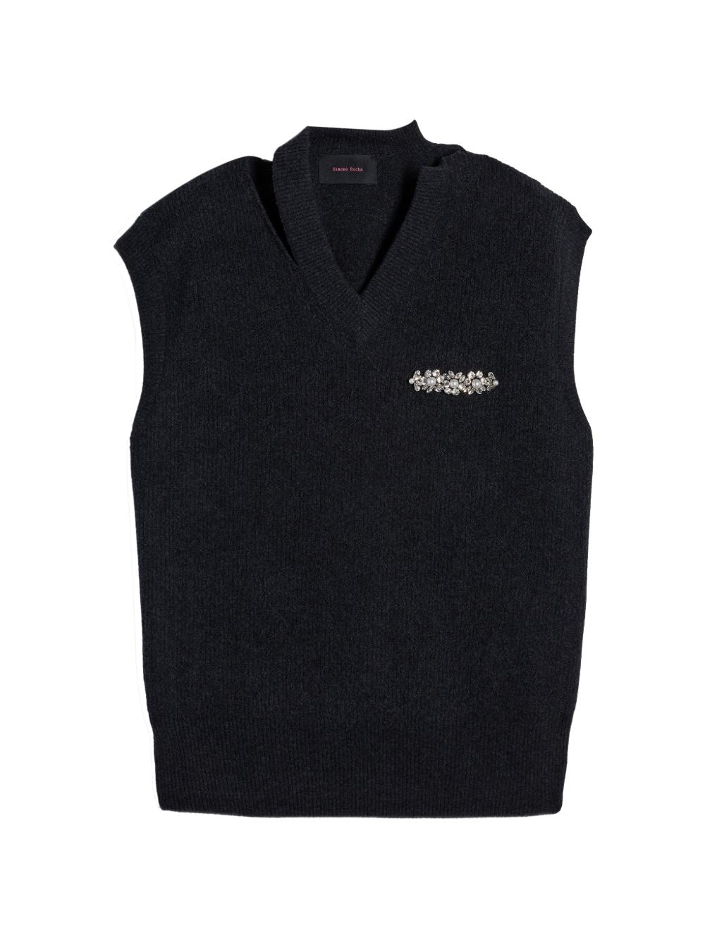 Gilet con scollo a v e cristalli in nero Simone rocha - uomo 
