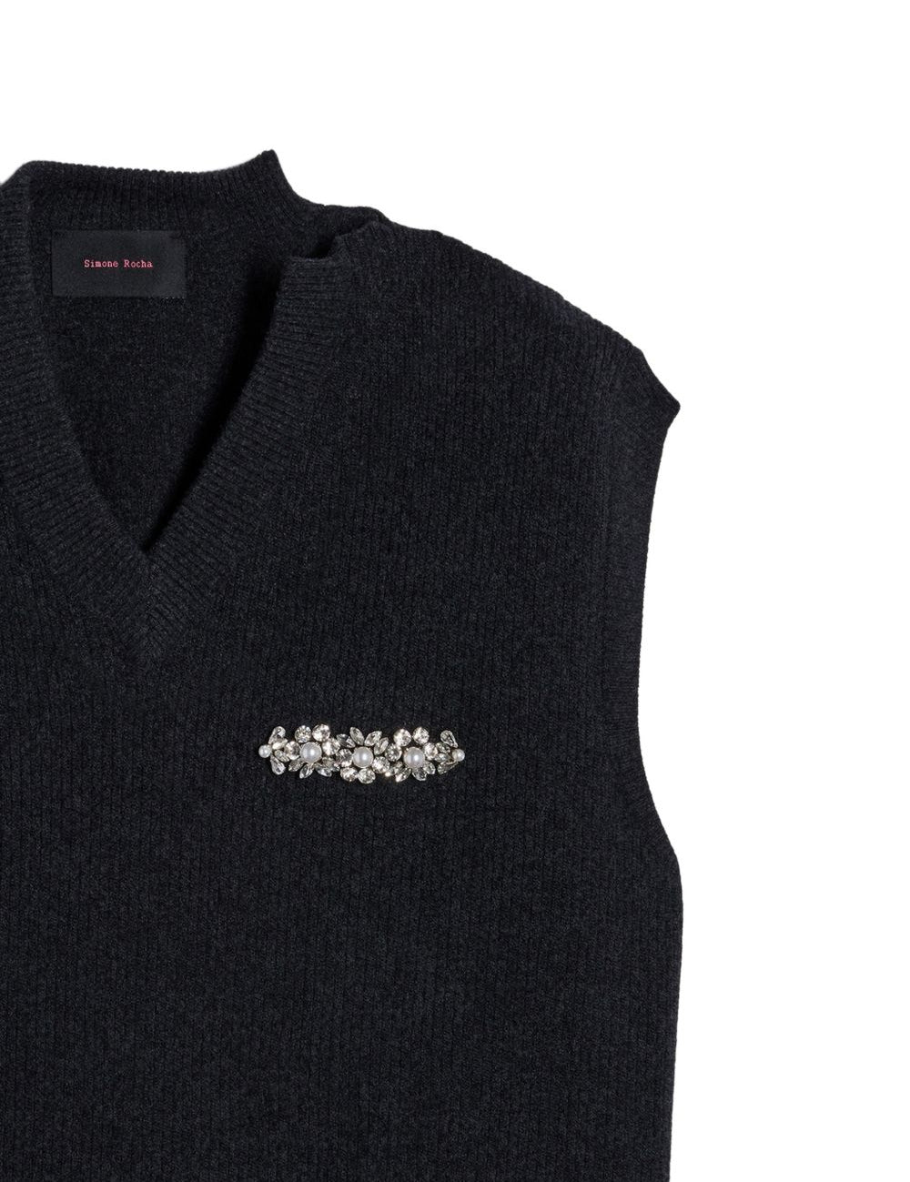 Gilet con scollo a v e cristalli in nero Simone rocha - uomo 