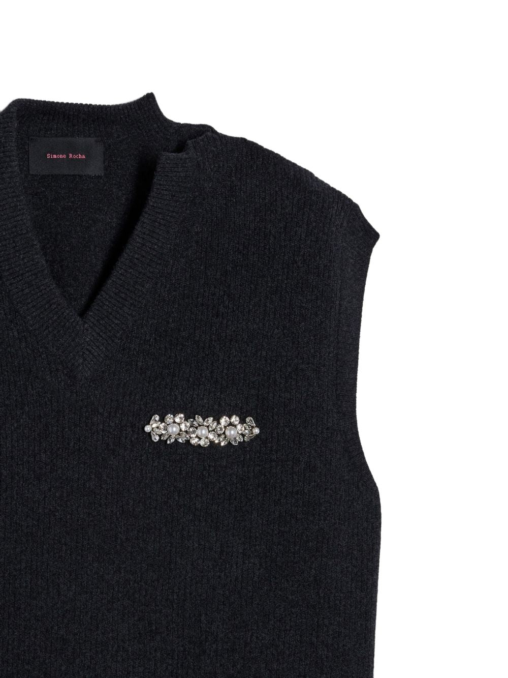 Gilet con scollo a v e cristalli in nero Simone rocha - uomo 
