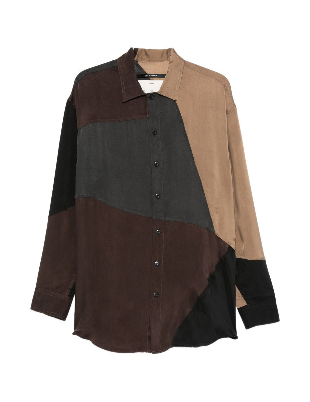 Camicia con bottoni patchwork in marrone e multicolore Song for the mute - uomo 