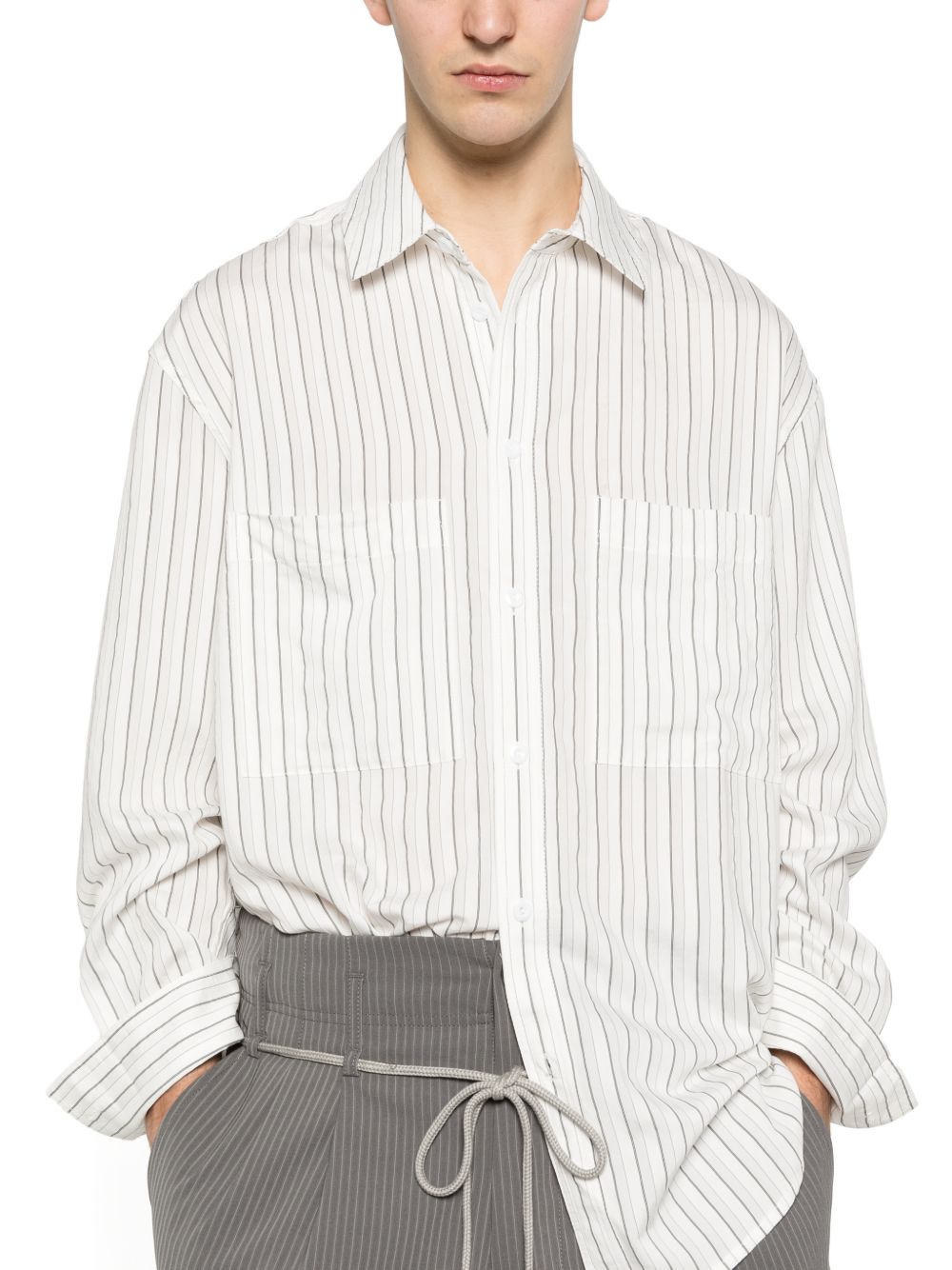 Camicia con taschino sul petto a righe in bianco Song for the mute - uomo 