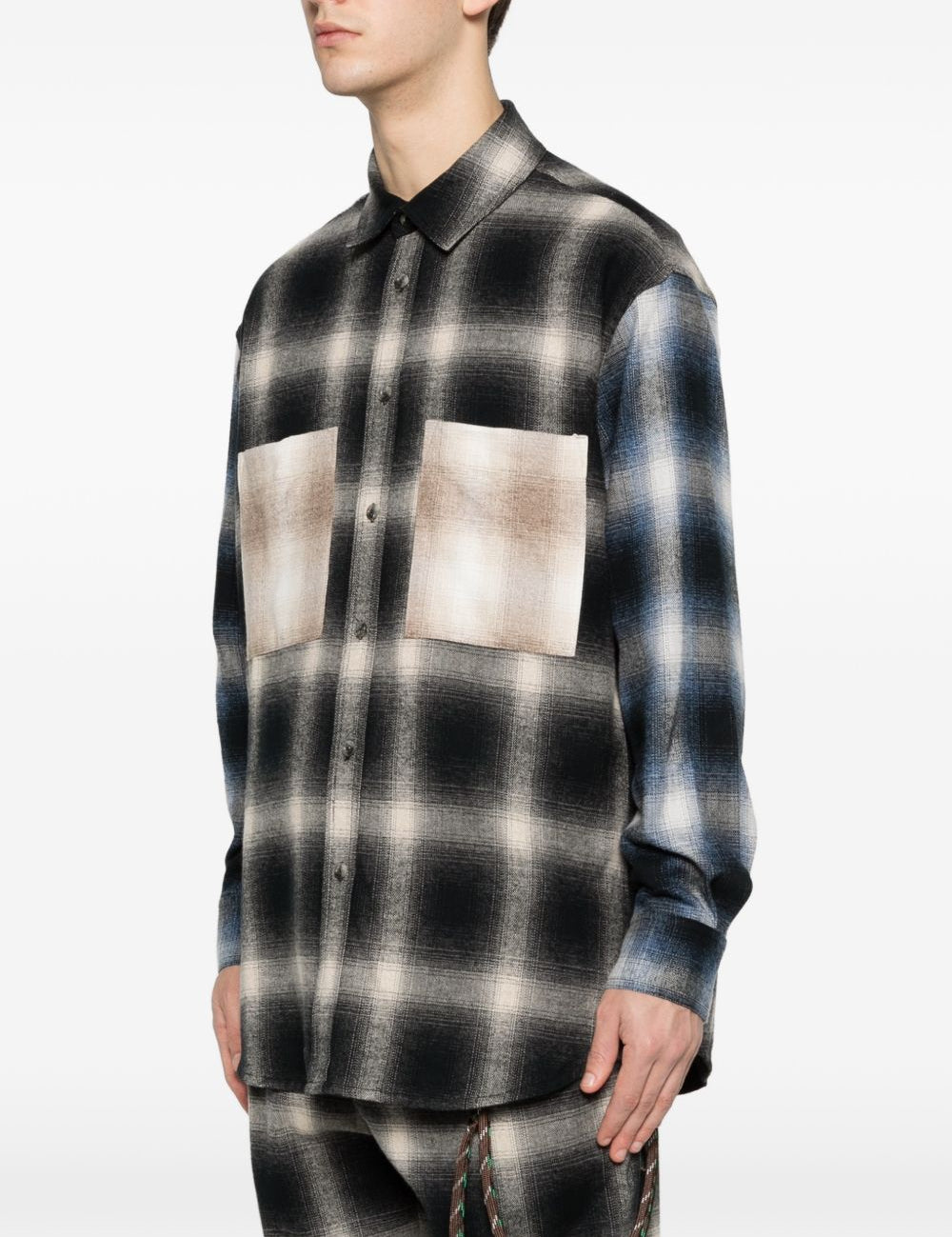 Camicia con tasca sul petto a quadri in nero Song for the mute - uomo 