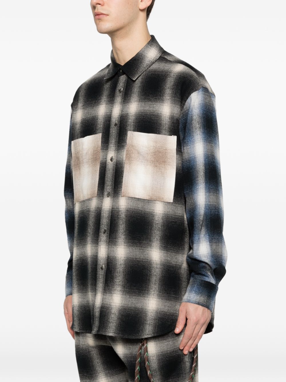 Camicia con tasca sul petto a quadri in nero Song for the mute - uomo 