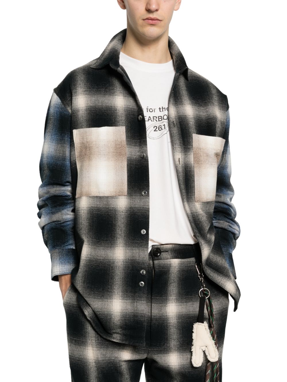 Camicia con tasca sul petto a quadri in nero Song for the mute - uomo 