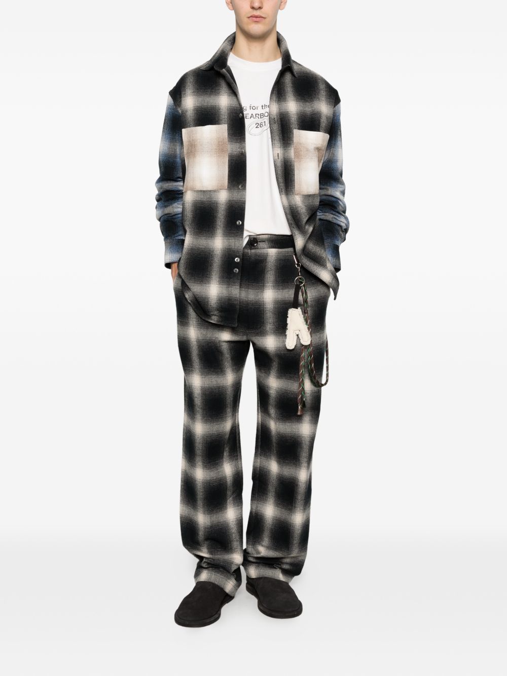 Camicia con tasca sul petto a quadri in nero Song for the mute - uomo 