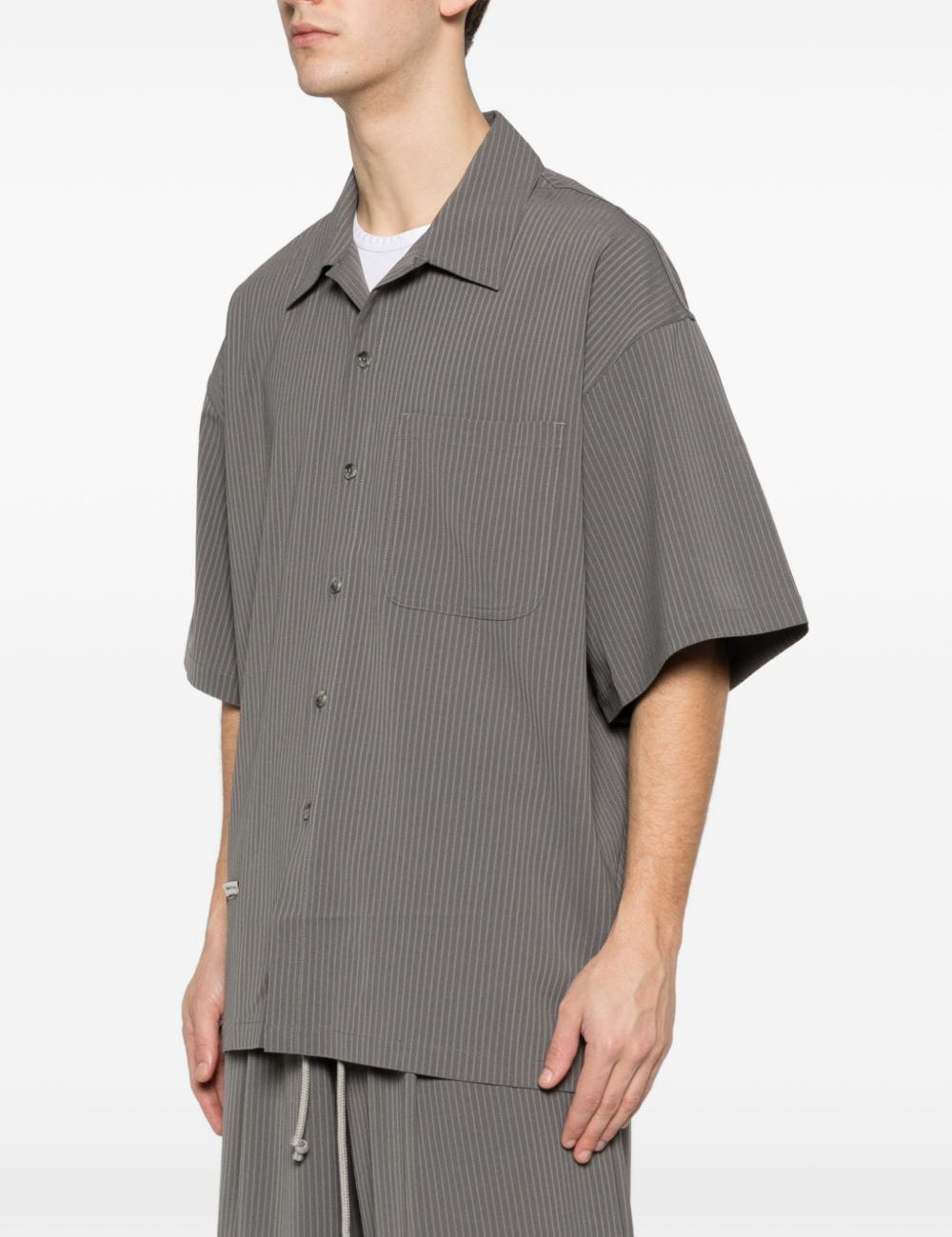 Camicia con taschino sul petto a fantasia gessata in grigio Song for the mute - uomo 