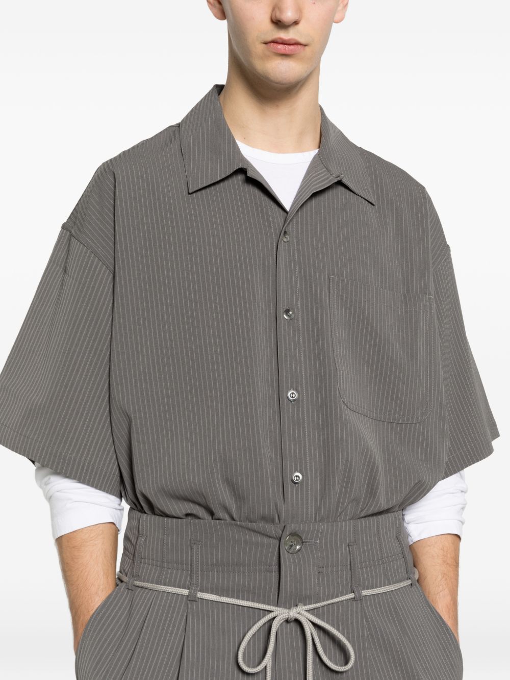 Camicia con taschino sul petto a fantasia gessata in grigio Song for the mute - uomo 
