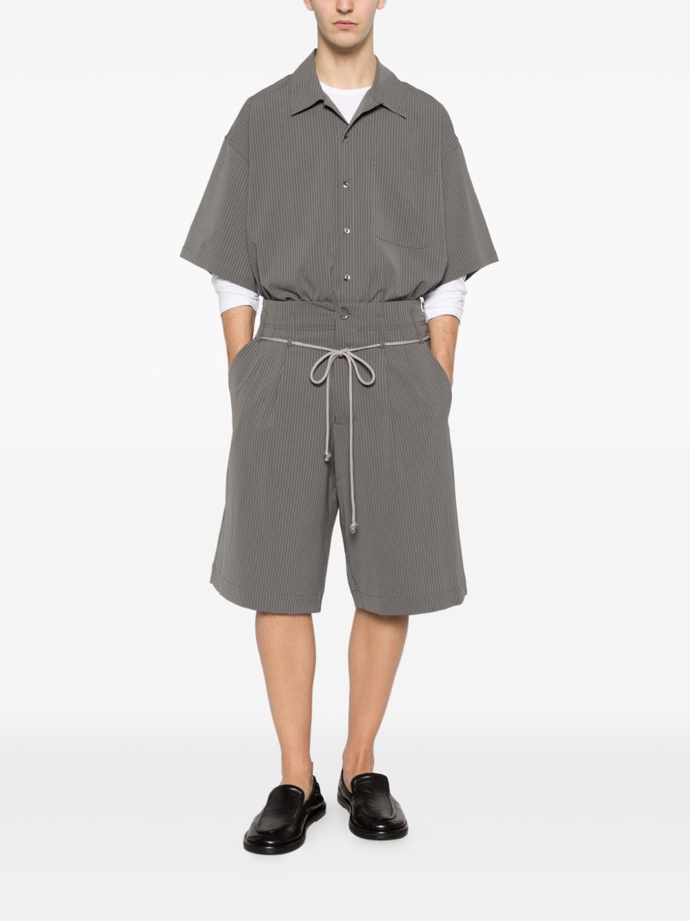 Camicia con taschino sul petto a fantasia gessata in grigio Song for the mute - uomo 