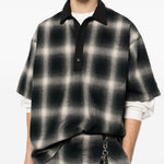 Polo a maniche corte con motivo a quadri in nero Song for the mute - uomo 