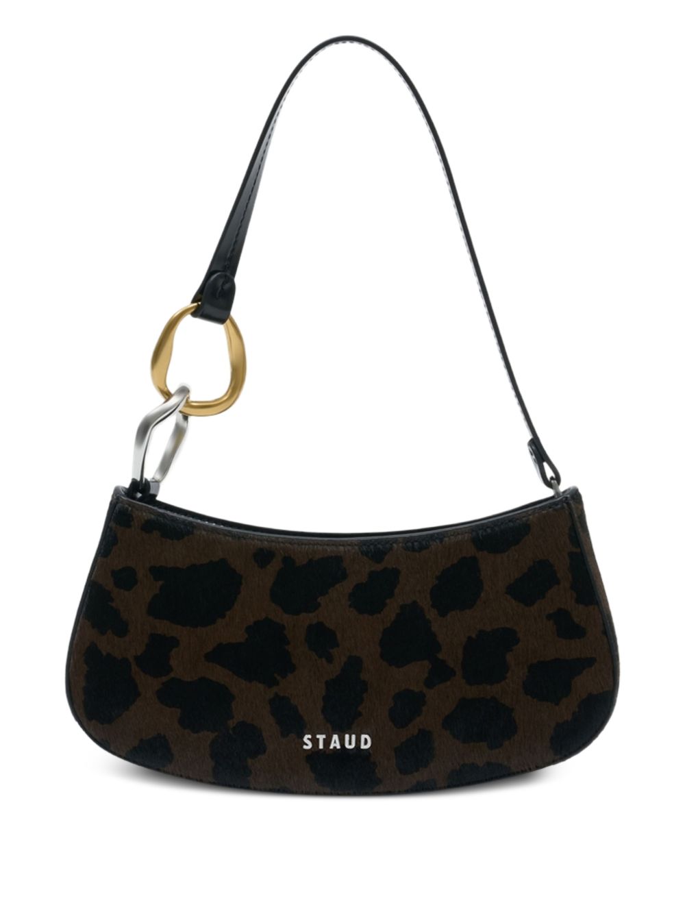 Borsa a spalla Ollie mini in stampa leopardata Staud - donna 