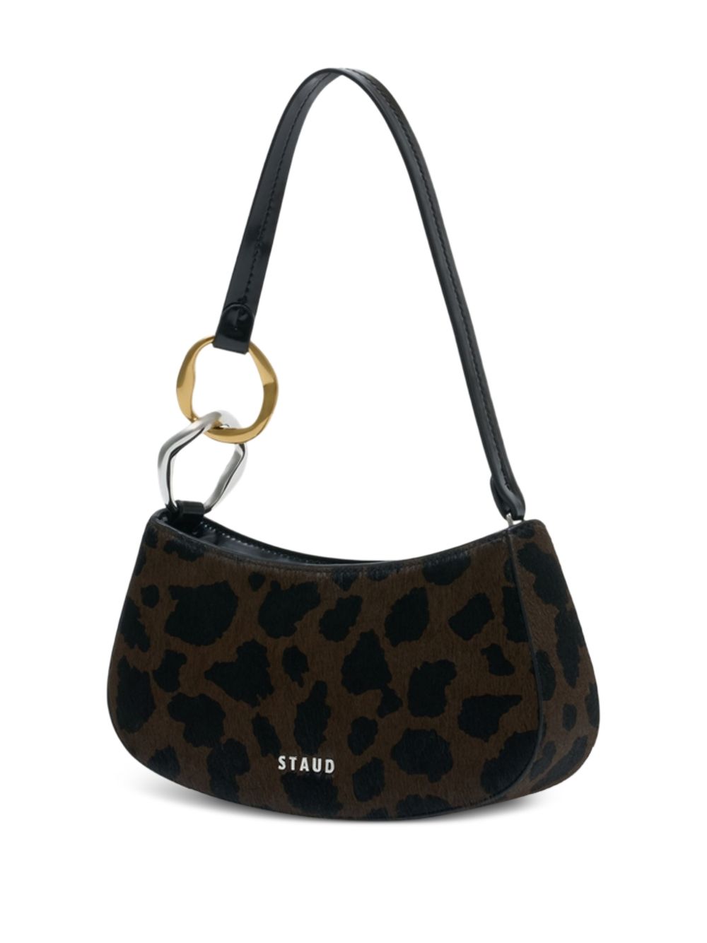 Borsa a spalla Ollie mini in stampa leopardata Staud - donna 