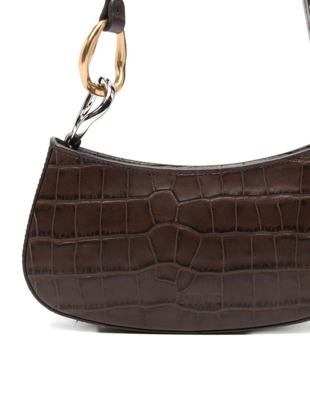 Borsa a spalla Ollie in stampa cocco marrone Staud - donna 