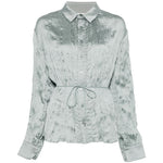 CAMICIA EFFETTO STROPICCIATO IN AZZURRO STAUD - DONNA 
