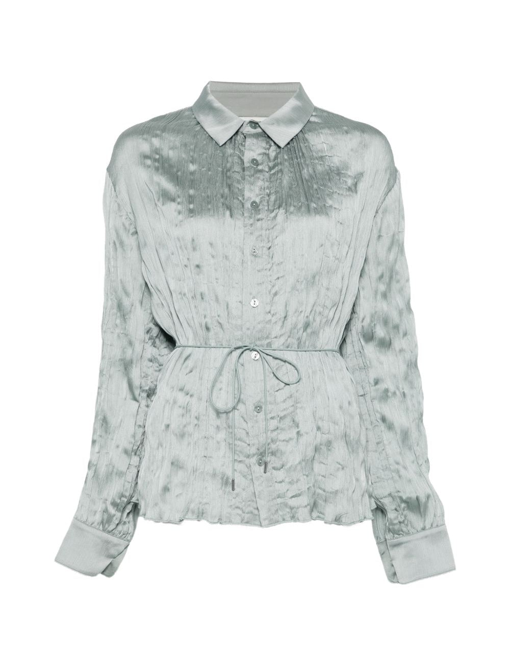 CAMICIA EFFETTO STROPICCIATO IN AZZURRO STAUD - DONNA 