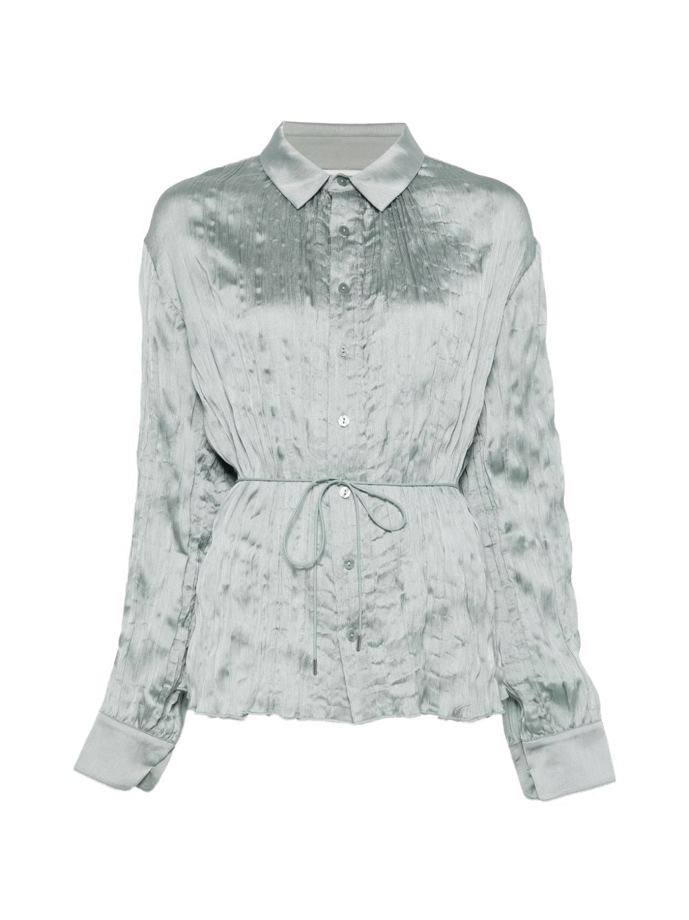 CAMICIA EFFETTO STROPICCIATO IN AZZURRO STAUD - DONNA 