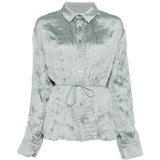 CAMICIA EFFETTO STROPICCIATO IN AZZURRO STAUD - DONNA 