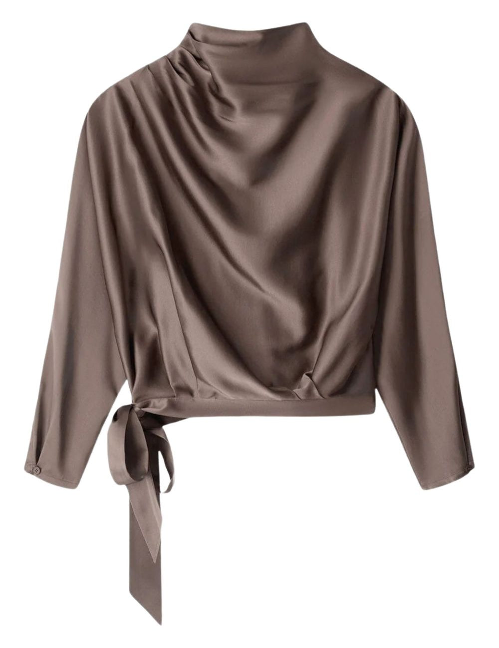 BLUSA Phoebe a maniche lunghe in seta in marrone Staud - donna 