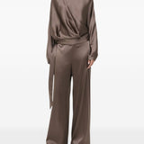 BLUSA Phoebe a maniche lunghe in seta in marrone Staud - donna 