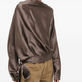 BLUSA Phoebe a maniche lunghe in seta in marrone Staud - donna 