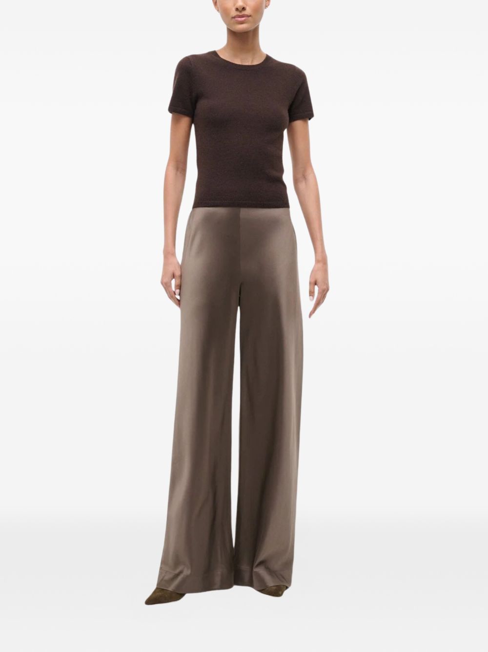 Pantaloni Stroll a gamba ampia in marrone Staud - donna 