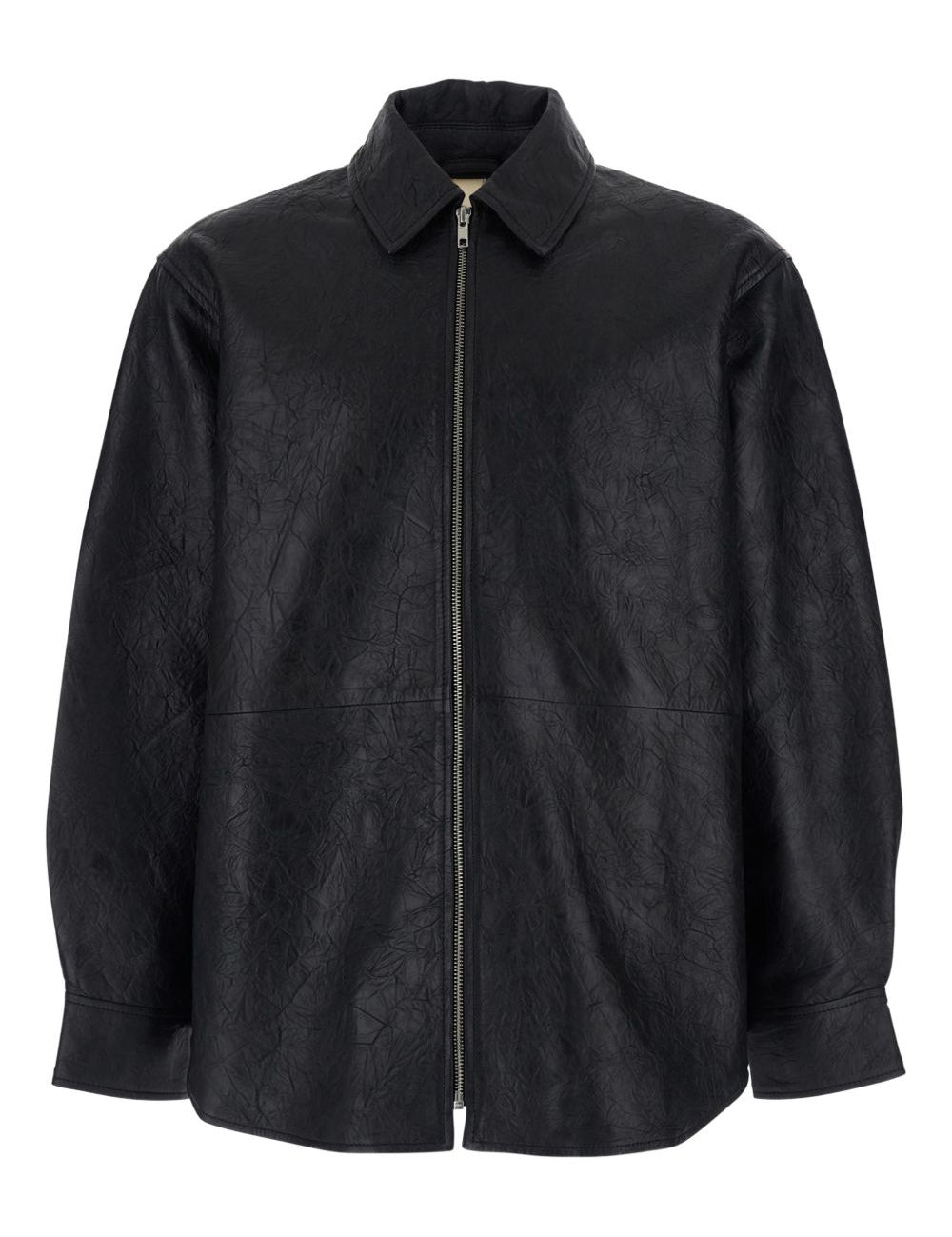 Giacca in pelle con zip in nero Sunflower - uomo 