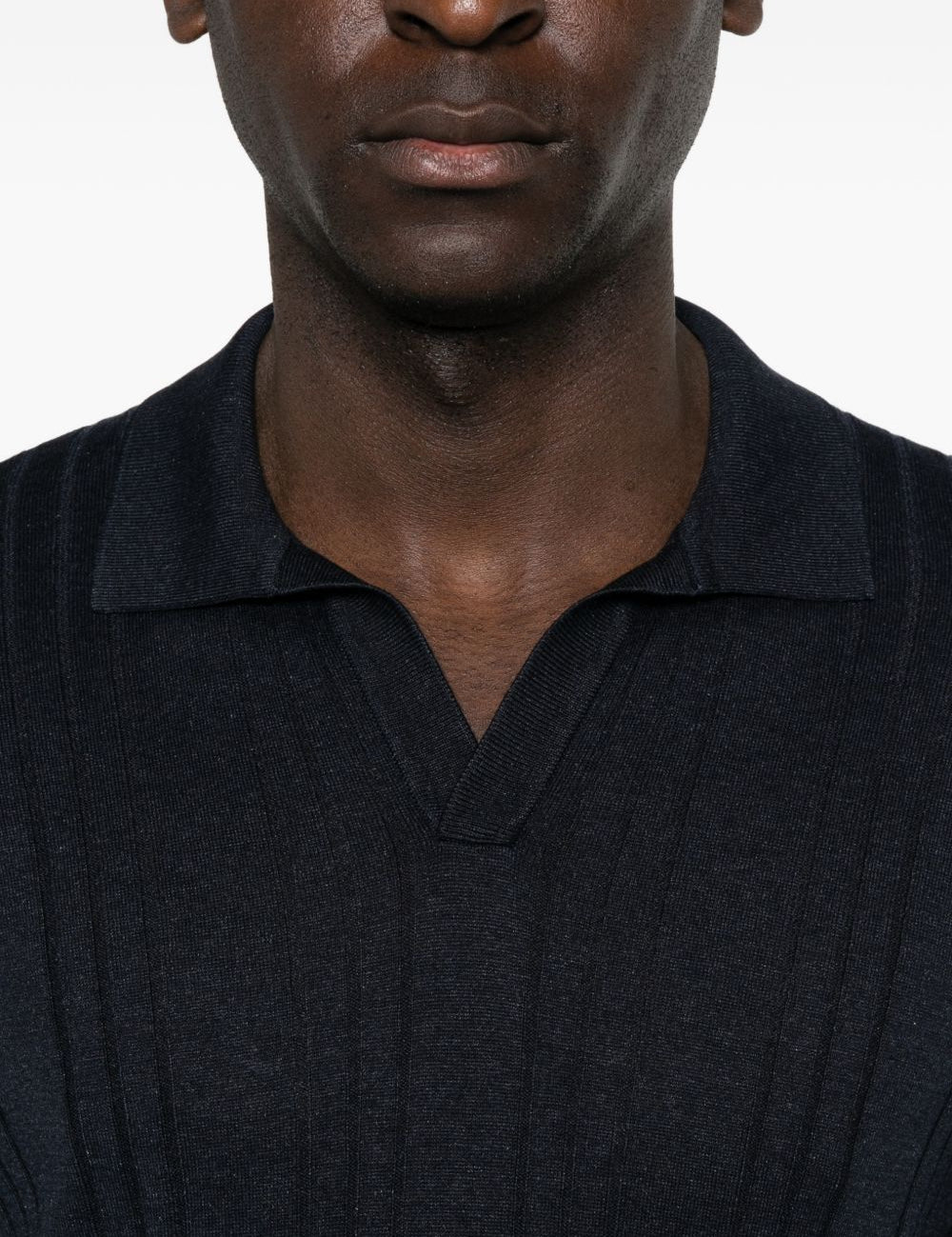Polo con scollo a v a coste in blu Tagliatore - uomo 