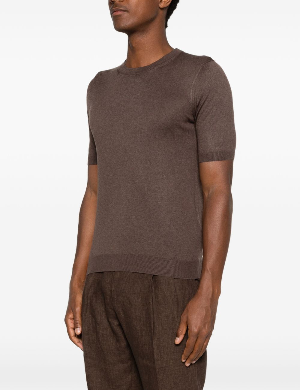 T-shirt a maniche corte in marrone Tagliatore - uomo 