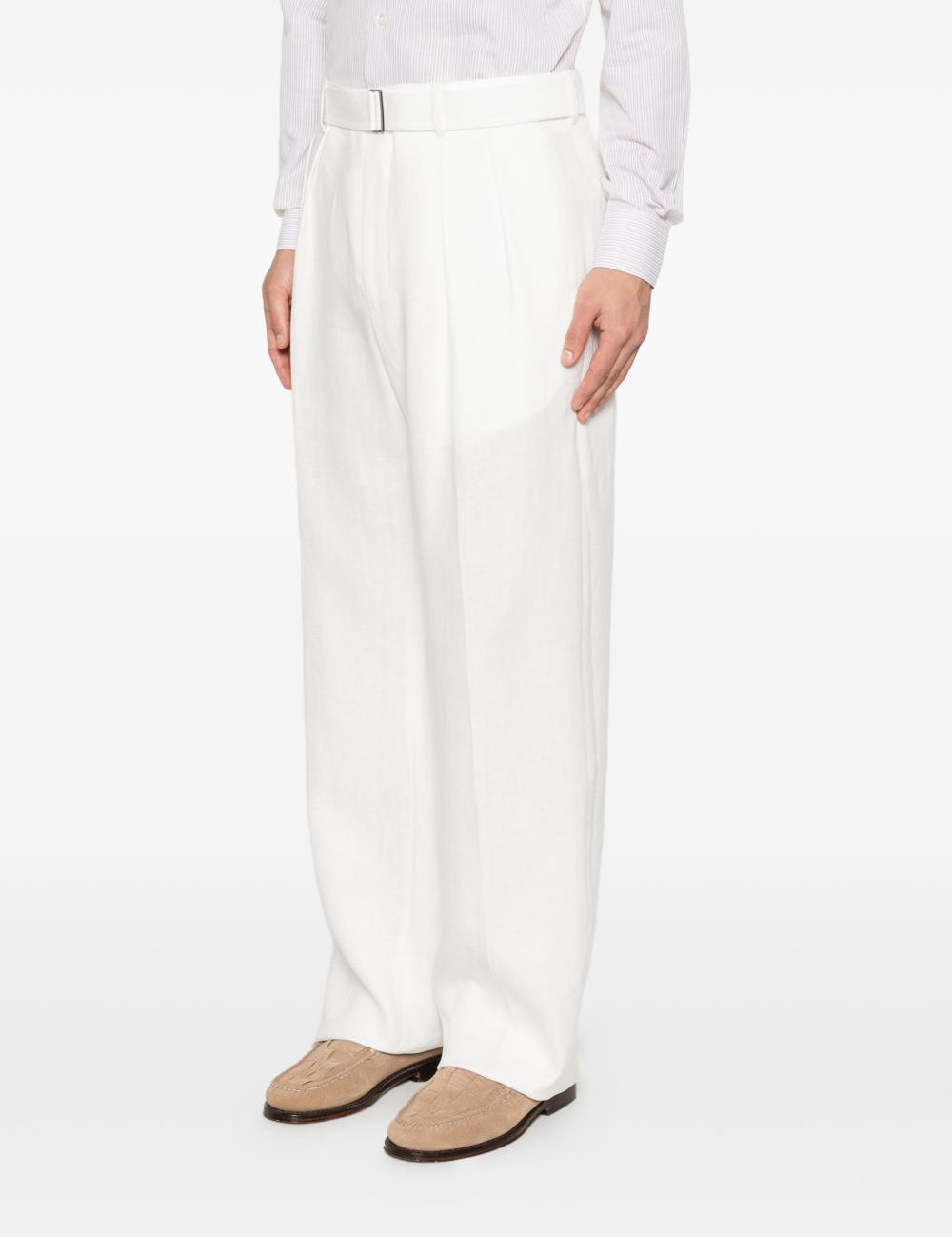 Pantaloni con cintura e dettagli a pieghe in bianco Tagliatore - uomo 