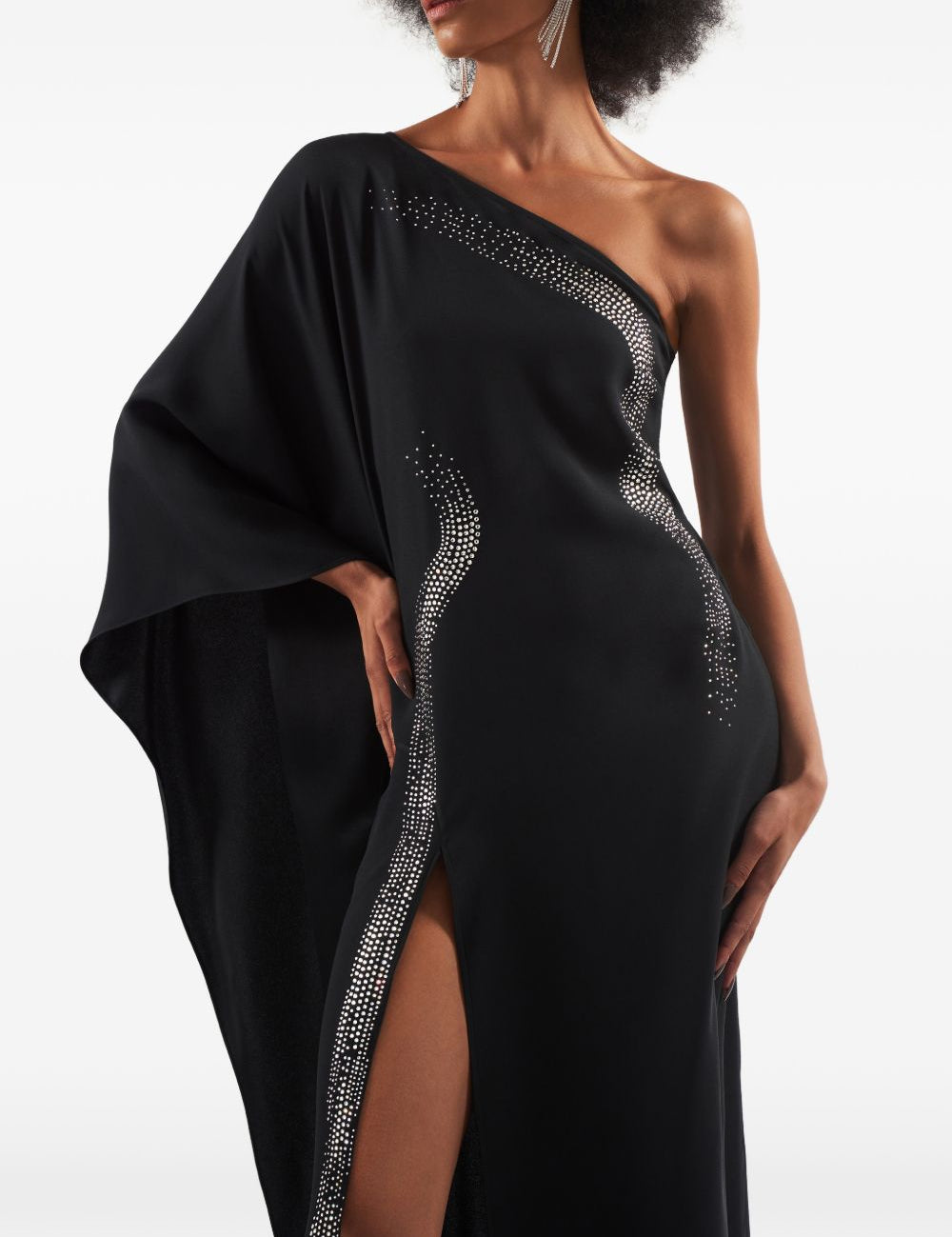 Abito lungo con cristalli palladio in nero Taller marmo - donna 
