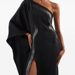 Abito lungo con cristalli palladio in nero Taller marmo - donna 