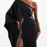 Abito lungo con cristalli palladio in nero Taller marmo - donna 