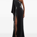 Abito lungo con cristalli palladio in nero Taller marmo - donna 