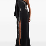 Abito lungo con cristalli palladio in nero Taller marmo - donna 