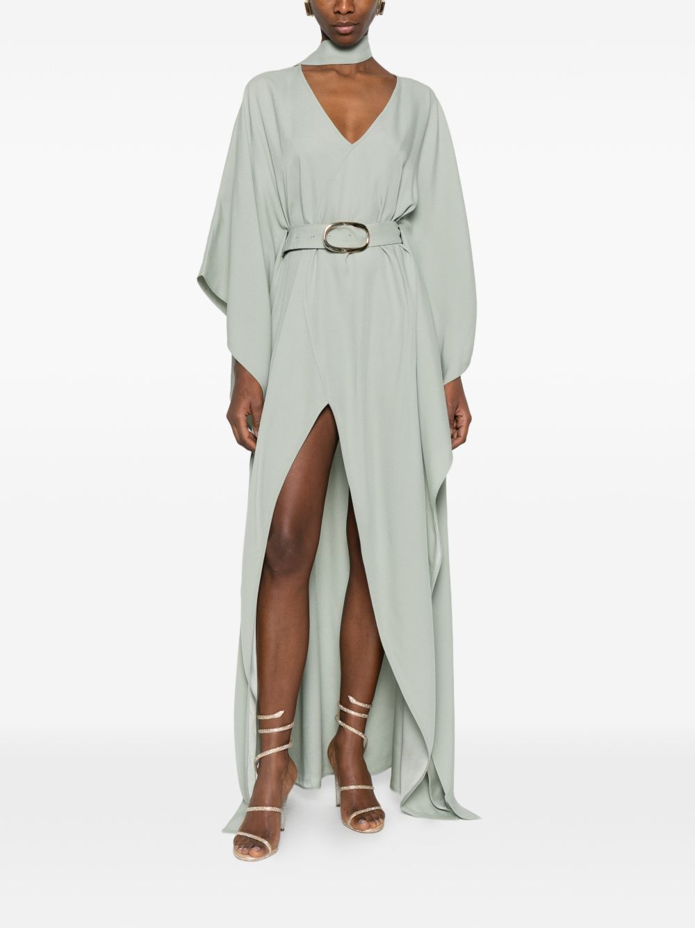 Abito lungo cassandra con scollo a v in grigio Taller marmo - donna 