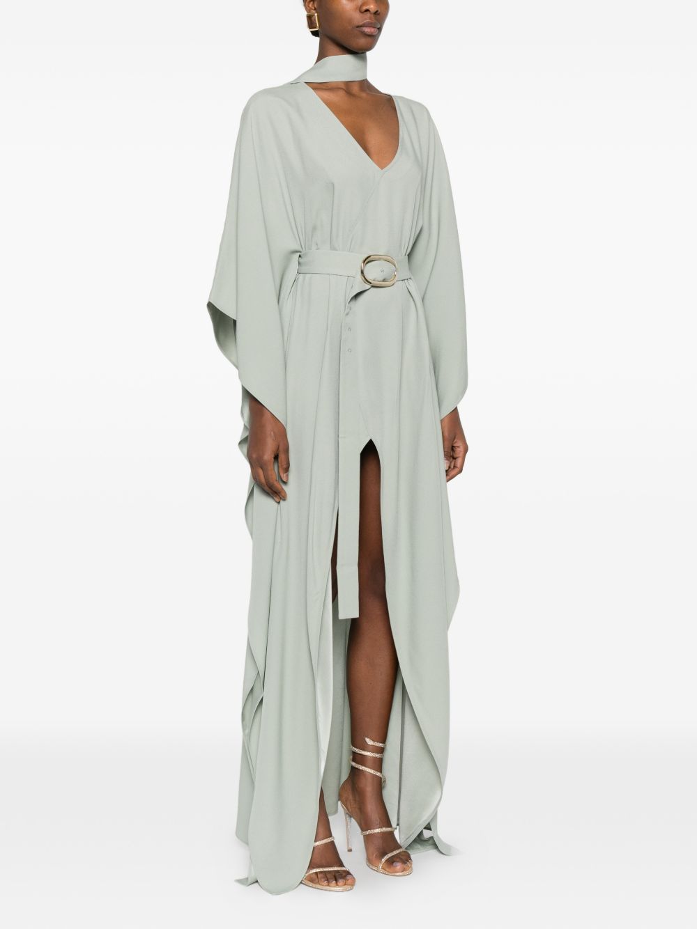 Abito lungo cassandra con scollo a v in grigio Taller marmo - donna 
