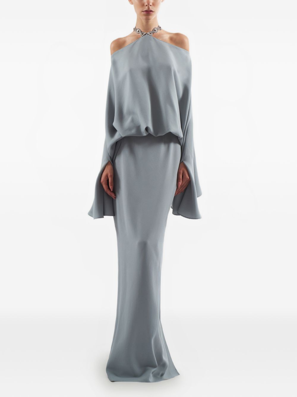 Abito maxi con choker in cristalli cyclades in blu Taller marmo - donna 