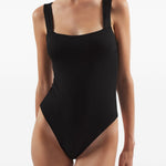 Completo costume da bagno e pareo con frange Mini Lido in nero Taller marmo - donna 