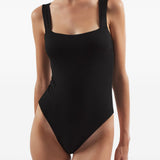 Completo costume da bagno e pareo con frange Mini Lido in nero Taller marmo - donna 