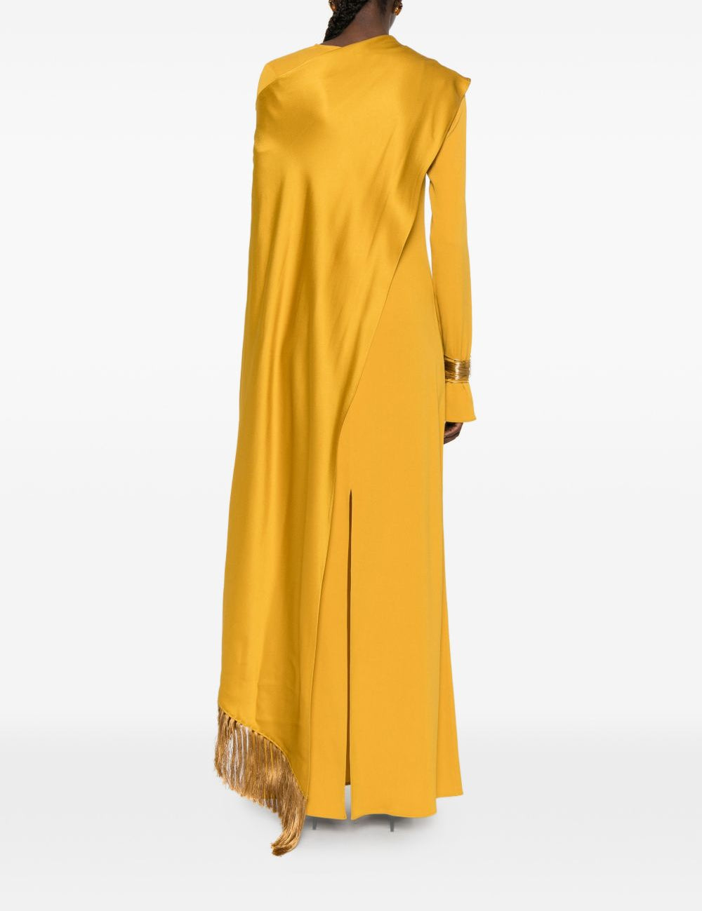Abito lungo con frange e drappeggio mounia in giallo ambra Taller marmo - donna 