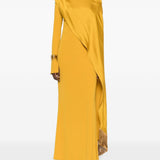 Abito lungo con frange e drappeggio mounia in giallo ambra Taller marmo - donna 
