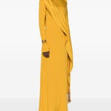 Abito lungo con frange e drappeggio mounia in giallo ambra Taller marmo - donna 