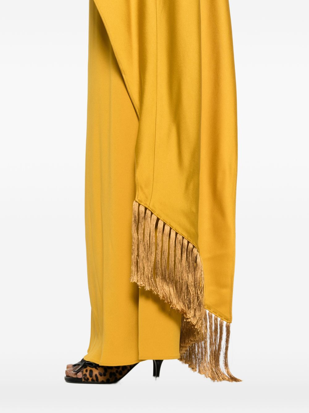 Abito lungo con frange e drappeggio mounia in giallo ambra Taller marmo - donna 
