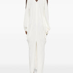 Abito maxi con scollo a V in bianco Taller marmo - donna 