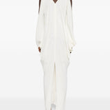 Abito maxi con scollo a V in bianco Taller marmo - donna 