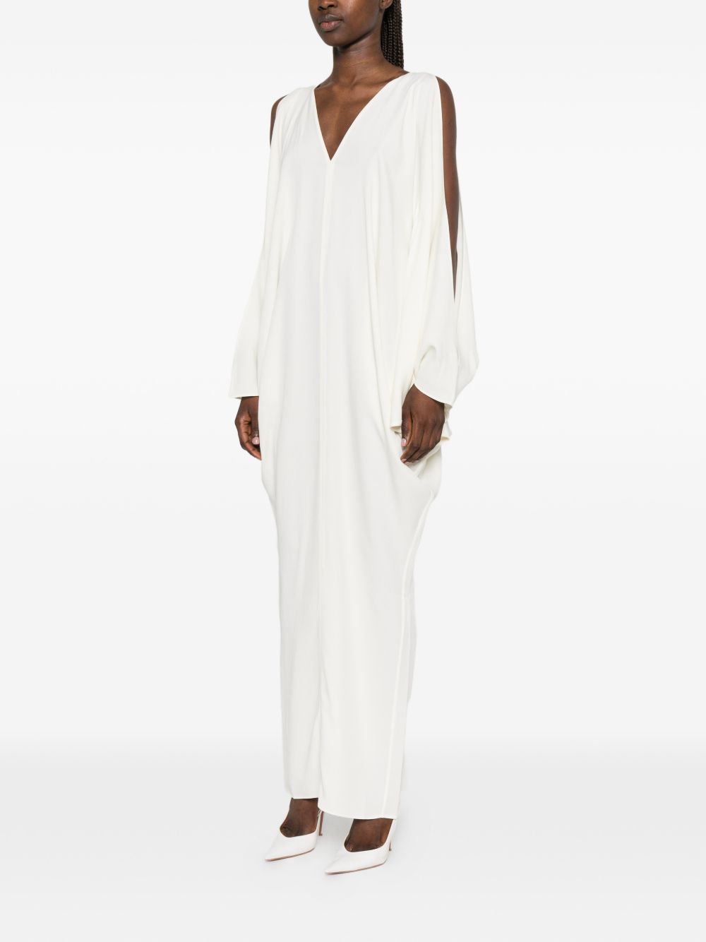 Abito maxi con scollo a V in bianco Taller marmo - donna 