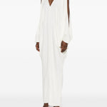 Abito maxi con scollo a V in bianco Taller marmo - donna 